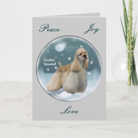 コッカースパニエルのクリスマスのギフト シーズンカード (正面)
