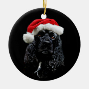 コッカースパニエルのクリスマス セラミックオーナメント
