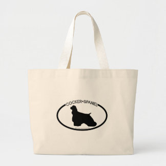 コッカースパニエルのシルエットの黒のバッグ ラージトートバッグ