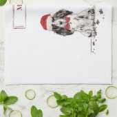 コッカースパニエル犬おもしろいクリスマスドッグと木 キッチンタオル (折り畳み)