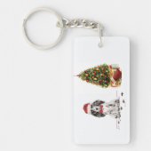 コッカースパニエル犬おもしろいクリスマスドッグと木 キーホルダー (正面)