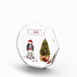 コッカースパニエル犬おもしろいクリスマスドッグと木 フォトブロック