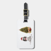 コッカースパニエル犬おもしろいクリスマスドッグと木 ラゲッジタグ (正面縦)