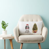 コッカースパニエル犬おもしろいクリスマスドッグと木 ランバークッション (椅子)