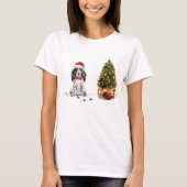 コッカースパニエル犬おもしろいクリスマスドッグと木 Tシャツ (正面)