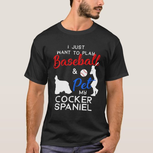 コッカースパニエル犬おもしろい野球犬のオーナー恋人クリスマス Tシャツ (正面)