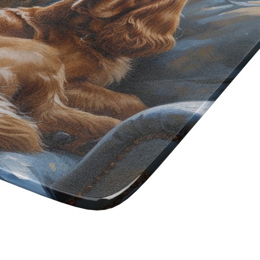 コッカースパニエル犬とクリスマスライトホリデイ カッティングボード (角)