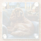 コッカースパニエル犬とクリスマスライトホリデイ ガラスコースター (裏面)