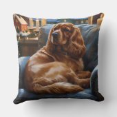 コッカースパニエル犬とクリスマスライトホリデイ クッション (裏面)