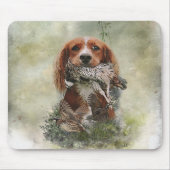 コッカースパニエル犬とグレーパラトリッジ マウスパッド (正面)