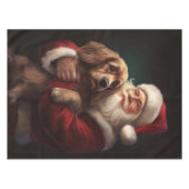 コッカースパニエル犬とサンタクロースフェスティバルクリスマス テーブルクロス (正面(横))
