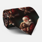 コッカースパニエル犬とサンタクロースフェスティバルクリスマス ネクタイ (ロール)