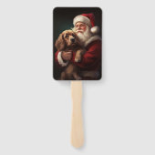 コッカースパニエル犬とサンタクロースフェスティバルクリスマス ハンドファン (裏面)