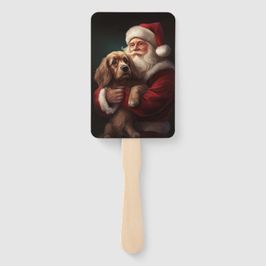 コッカースパニエル犬とサンタクロースフェスティバルクリスマス ハンドファン (裏面)