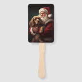 コッカースパニエル犬とサンタクロースフェスティバルクリスマス ハンドファン (正面)