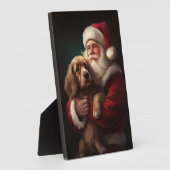 コッカースパニエル犬とサンタクロースフェスティバルクリスマス フォトプラーク (側面)