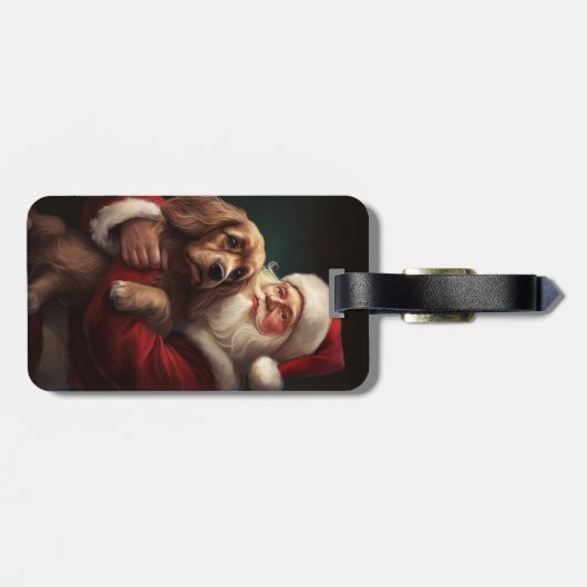 コッカースパニエル犬とサンタクロースフェスティバルクリスマス ラゲッジタグ (裏面横)