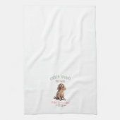 コッカースパニエル犬とワイン キッチンタオル (縦)