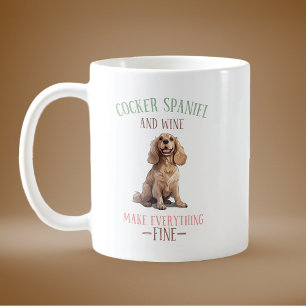 コッカースパニエル犬とワイン コーヒーマグカップ