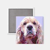 コッカースパニエル犬と'姿勢'顔 マグネット (正面/裏面)