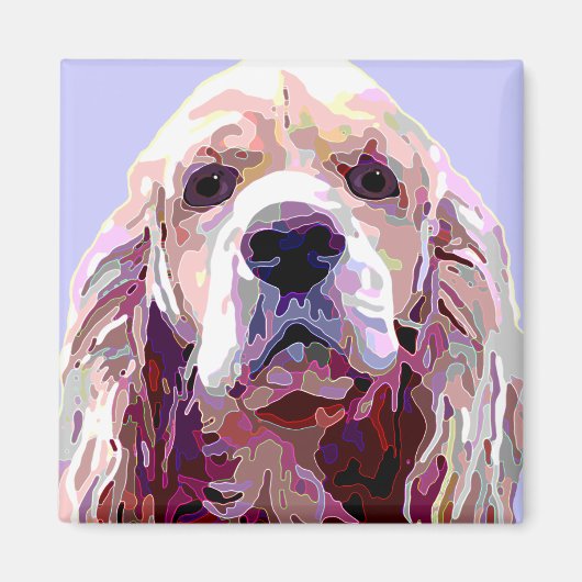 コッカースパニエル犬と'姿勢'顔 マグネット (正面)