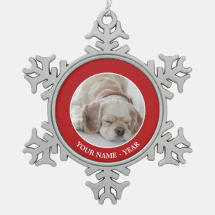 コッカースパニエル犬の睡眠 スノーフレークピューターオーナメント