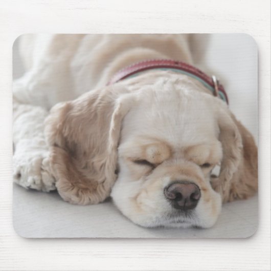 コッカースパニエル犬の睡眠 マウスパッド (正面)