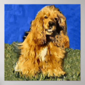 コッカースパニエル犬アートプリント ポスター (正面)