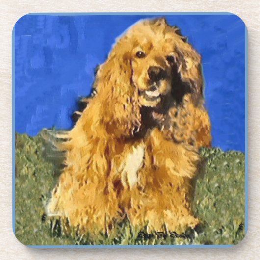 コッカースパニエル犬アート コースター (正面)