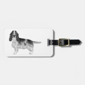 コッカースパニエル犬イン白黒&カスタム文字 ラゲッジタグ (正面横)