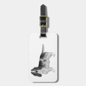 コッカースパニエル犬イン白黒&カスタム文字 ラゲッジタグ (正面縦)