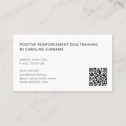 コッカースパニエル犬イン白黒&カスタム文字 名刺 (裏面)