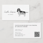 コッカースパニエル犬イン白黒&カスタム文字 名刺 (正面/裏面)