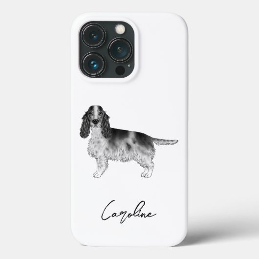 コッカースパニエル犬イン白黒&名前をカスタムする Case-Mate iPhoneケース (裏面)