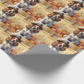 コッカースパニエル犬イン紅葉感謝祭アート ラッピングペーパー (角)