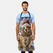 コッカースパニエル犬ウィンターワンダーランドクリスマスジョイ エプロン (着用した状態)