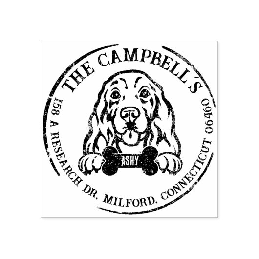 コッカースパニエル犬カスタムファミリー差出人住所 ラバースタンプ (インプリント)