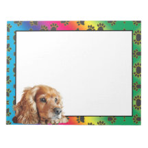 コッカースパニエル犬カラフルドッグポーパターンメモ帳