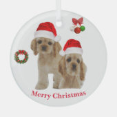 コッカースパニエル犬クリスマスオーナメント ガラスオーナメント (正面)