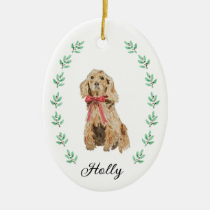 コッカースパニエル犬クリスマスオーナメント セラミックオーナメント