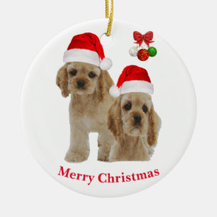 コッカースパニエル犬クリスマスオーナメント セラミックオーナメント