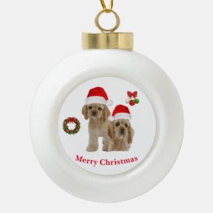 コッカースパニエル犬クリスマスオーナメント セラミックボールオーナメント