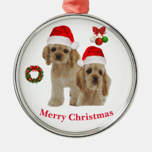 コッカースパニエル犬クリスマスオーナメント メタルオーナメント