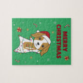 コッカースパニエル犬クリスマスドッグウィンターアニマルズドッグJ ジグソーパズル (横)