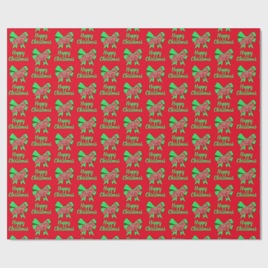 コッカースパニエル犬クリスマスドッグ&グリーンボウレッド ラッピングペーパー (フラット)