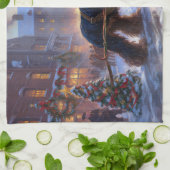 コッカースパニエル犬クリスマスフェスティバルシーズン キッチンタオル (折り畳み)