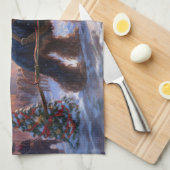 コッカースパニエル犬クリスマスフェスティバルシーズン キッチンタオル (四つ折り)