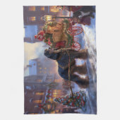 コッカースパニエル犬クリスマスフェスティバルシーズン キッチンタオル (縦)