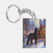 コッカースパニエル犬クリスマスフェスティバルシーズン キーホルダー (正面左)