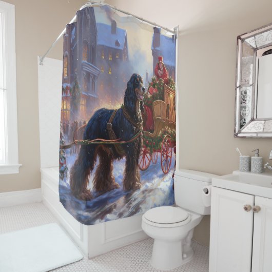 コッカースパニエル犬クリスマスフェスティバルシーズン シャワーカーテン (インサイチュ)